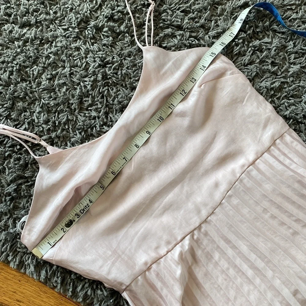 Rachel Roy Soft Pink Satin Accordion-Pleated Cami Midi Dress Size XS - Picture 9 of 16